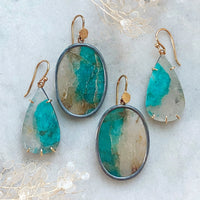 Amazonite in Quartz Oval Earrings